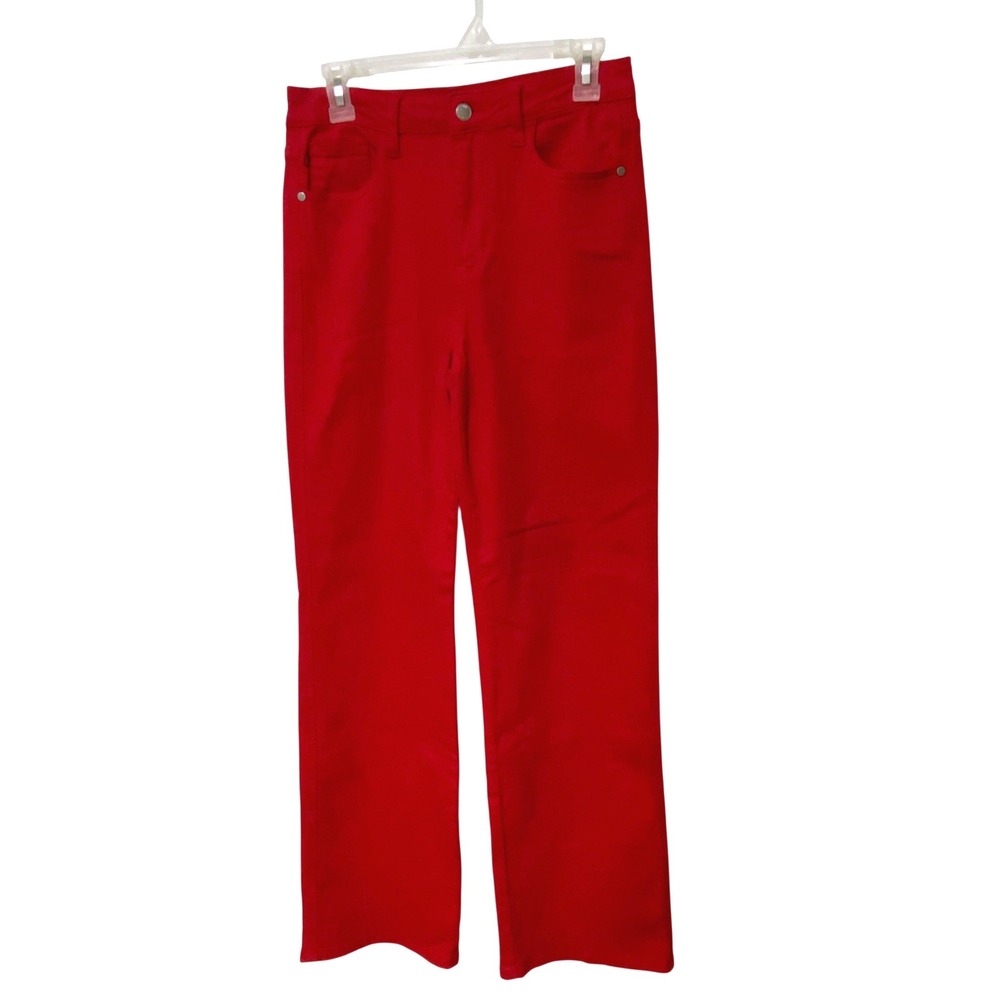 Judy Blue Red Garment Dyed High Waisted Straight Leg Jeans 5/27 French Girl Chic